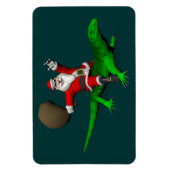 Santa Claus Riding Green Lizard Magnet (Vertikal)