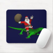 Santa Claus Riding Green Lizard Mousepad (Mit Mouse)