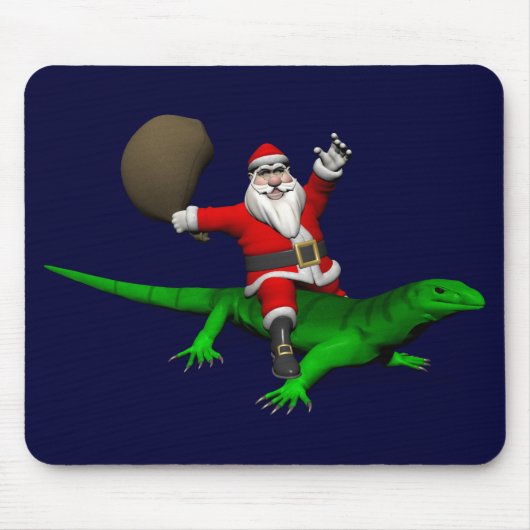 Santa Claus Riding Green Lizard Mousepad (Vorne)