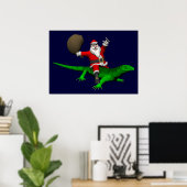 Santa Claus Riding Green Lizard Poster (Heimbüro)