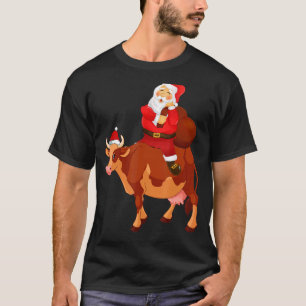 Santa Claus Riding Kuh Weihnachts Pajama Kinder Te T-Shirt