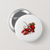 Santa Claus Riding Lobster Lights Christmas Fishin Button (Vorne & Hinten)