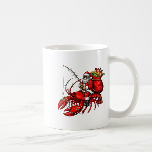 Santa Claus Riding Lobster Lights Christmas Fishin Kaffeetasse (Rechts)