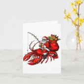 Santa Claus Riding Lobster Lights Christmas Fishin Karte (Gelbe Blume)