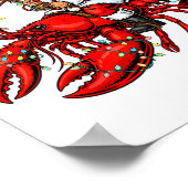 Santa Claus Riding Lobster Lights Christmas Fishin Poster (Ecke)