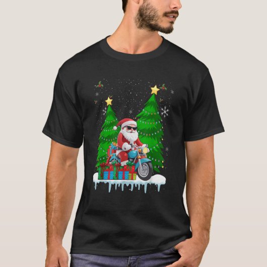 Santa Claus Riding Motorrad Weihnachtsfahrer Xma T-Shirt (Vorderseite)