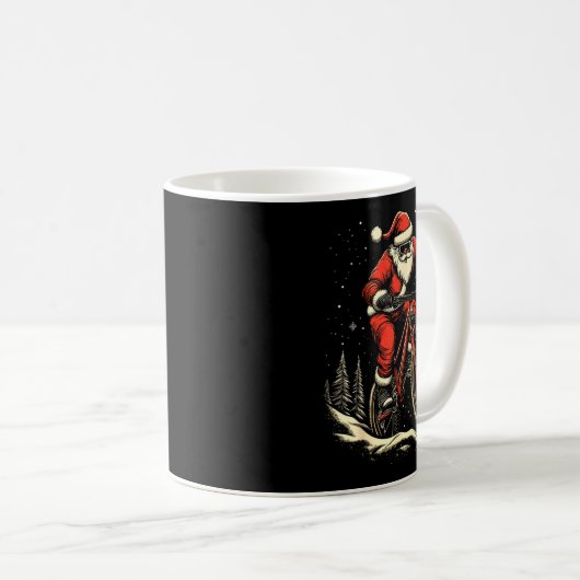 Santa Claus Riding Mountain Bike Christmas Funny M Kaffeetasse (VorderseiteRechts)