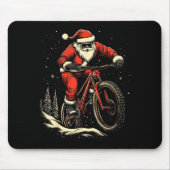 Santa Claus Riding Mountain Bike Christmas Funny M Mousepad (Vorne)