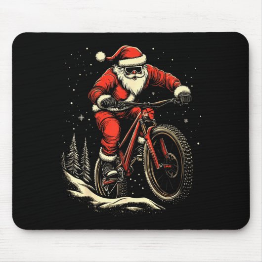 Santa Claus Riding Mountain Bike Christmas Funny M Mousepad (Vorne)