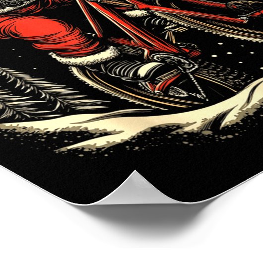 Santa Claus Riding Mountain Bike Christmas Funny M Poster (Ecke)