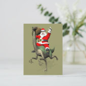 Santa Claus Riding On Gallimimus Feiertagspostkarte (Stehend Vorderseite)