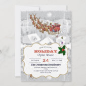 Santa Claus riding on sleigh with gift box Einladung (Vorderseite)
