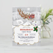 Santa Claus riding on sleigh with gift box Einladung (Stehend Vorderseite)