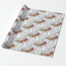 Santa Claus riding on sleigh with gift box Geschenkpapier
