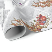 Santa Claus riding on sleigh with gift box Geschenkpapier (Rolleneckpunkt)