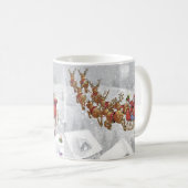 Santa Claus riding on sleigh with gift box Kaffeetasse (VorderseiteRechts)