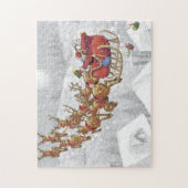 Santa Claus riding on sleigh with gift box Puzzle (Vertikal)