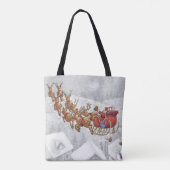 Santa Claus riding on sleigh with gift box Tasche (Rückseite)