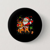 Santa Claus Riding Reindeer Merry Christmas Pajama Button (Vorderseite)