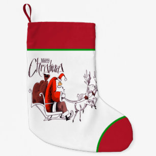 Santa Claus Riding Rentier Kleiner Weihnachtsstrumpf