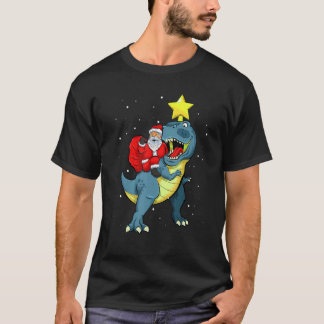 Santa Claus Riding Rex Dinosaur Weihnachten für Ju T-Shirt