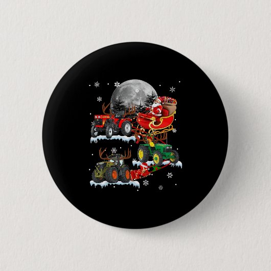 Santa Claus Riding Tractor Sleigh Christmas Tracto Button (Vorderseite)