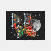 Santa Claus Riding Tractor Sleigh Christmas Tracto Fleecedecke (Vorderseite (Horizontal))