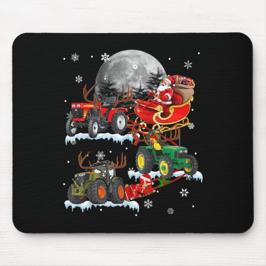Santa Claus Riding Tractor Sleigh Christmas Tracto Mousepad (Vorne)