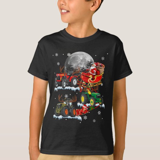 Santa Claus Riding Tractor Sleigh Christmas Tracto T-Shirt (Vorderseite)