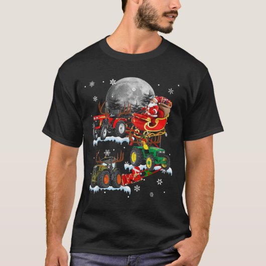 Santa Claus Riding Tractor Sleigh Christmas Tracto T-Shirt (Vorderseite)