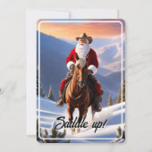 Santa Claus Riding Western Weihnachten Einladung (Vorderseite)