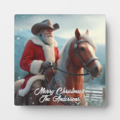 Santa Claus Riding Western Weihnachten Fotoplatte (Vorderseite)