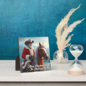 Santa Claus Riding Western Weihnachten Fotoplatte (InSitu)