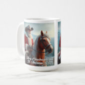 Santa Claus Riding Western Weihnachten Kaffeetasse (Vorderseite Links)