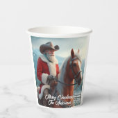 Santa Claus Riding Western Weihnachten Pappbecher (Rückseite)