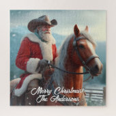 Santa Claus Riding Western Weihnachten Puzzle (Vertikal)