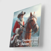 Santa Claus Riding Western Weihnachten Quadratische Wanduhr (Winkel)