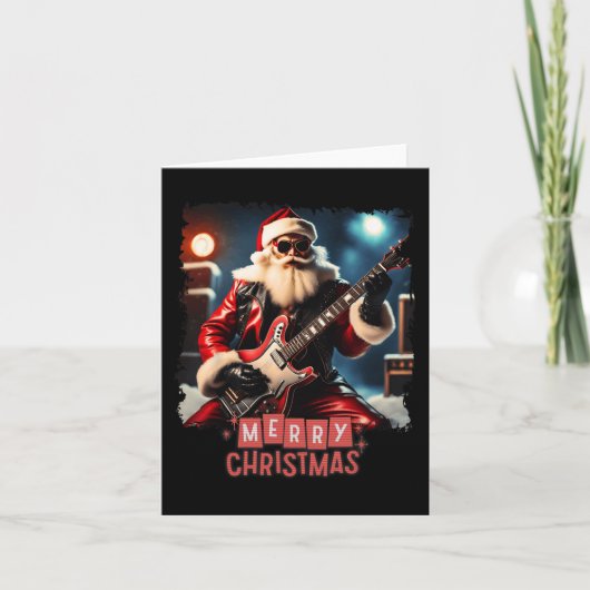 Santa Claus Rock Guitar Frohe Weihnachten Karte (Vorderseite)