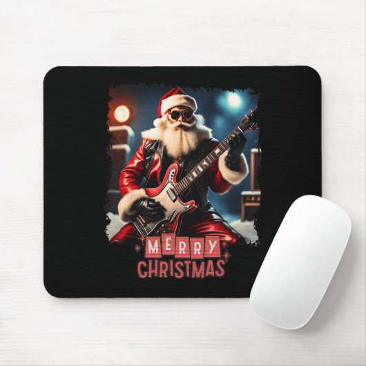 Santa Claus Rock Guitar Frohe Weihnachten Mousepad (Mit Mouse)