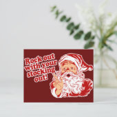 Santa Claus Rock Out Feiertagspostkarte (Stehend Vorderseite)