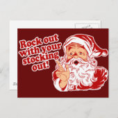 Santa Claus Rock Out Feiertagspostkarte (Vorne/Hinten)