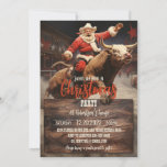 Santa Claus Rodeo Einladung<br><div class="desc">Bull santa claus art , bovine arena landranch , tierrodelfahrt , sport reiter cowboy red , winter man Cartoon hat , Weihnachtsfeiertage,  malerei bull santa claus</div>