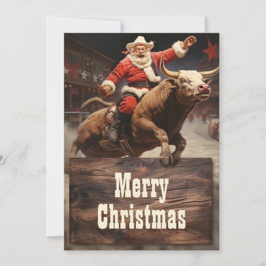 Santa Claus Rodeo Feiertagskarte (Vorderseite)