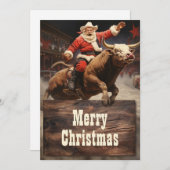 Santa Claus Rodeo Feiertagskarte (Vorne/Hinten)
