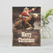 Santa Claus Rodeo Feiertagskarte (Stehend Vorderseite)