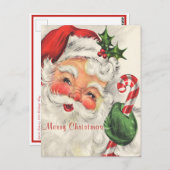 Santa Claus Rosy Cheeks Holding Candy Cane Postkarte (Vorne/Hinten)