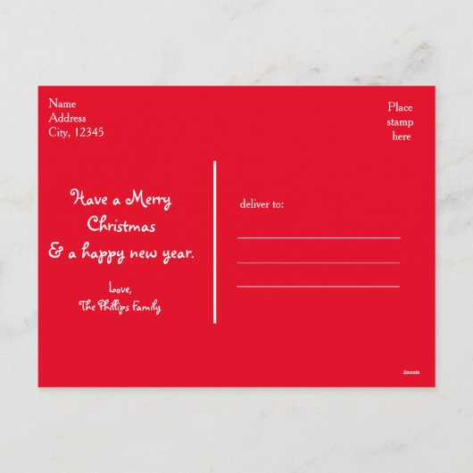 Santa Claus Roter Glitzer Sleigh Foto Postkarte (Rückseite)