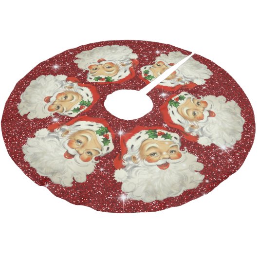 Santa Claus Roter Glitzer Sparkle Stars Weihnachte Polyester Weihnachtsbaumdecke (Schrägansicht)