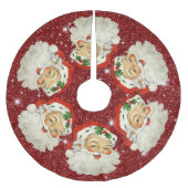 Santa Claus Roter Glitzer Sparkle Stars Weihnachte Polyester Weihnachtsbaumdecke (Vorderseite)