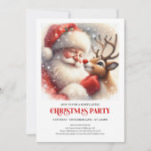 Santa Claus Rudolph Christmas Joyful Winter Party Einladung (Vorderseite)